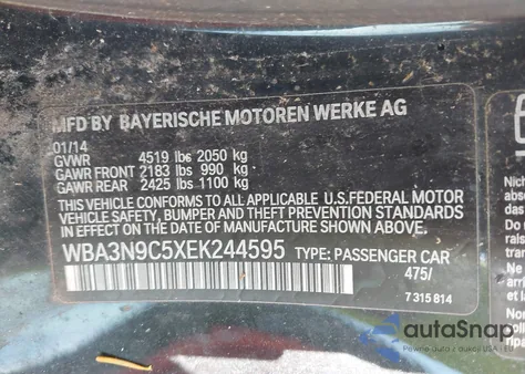 2014 BMW 428I xDrive z USA, uszkodzony, nr VIN WBA3N9C5XEK244595